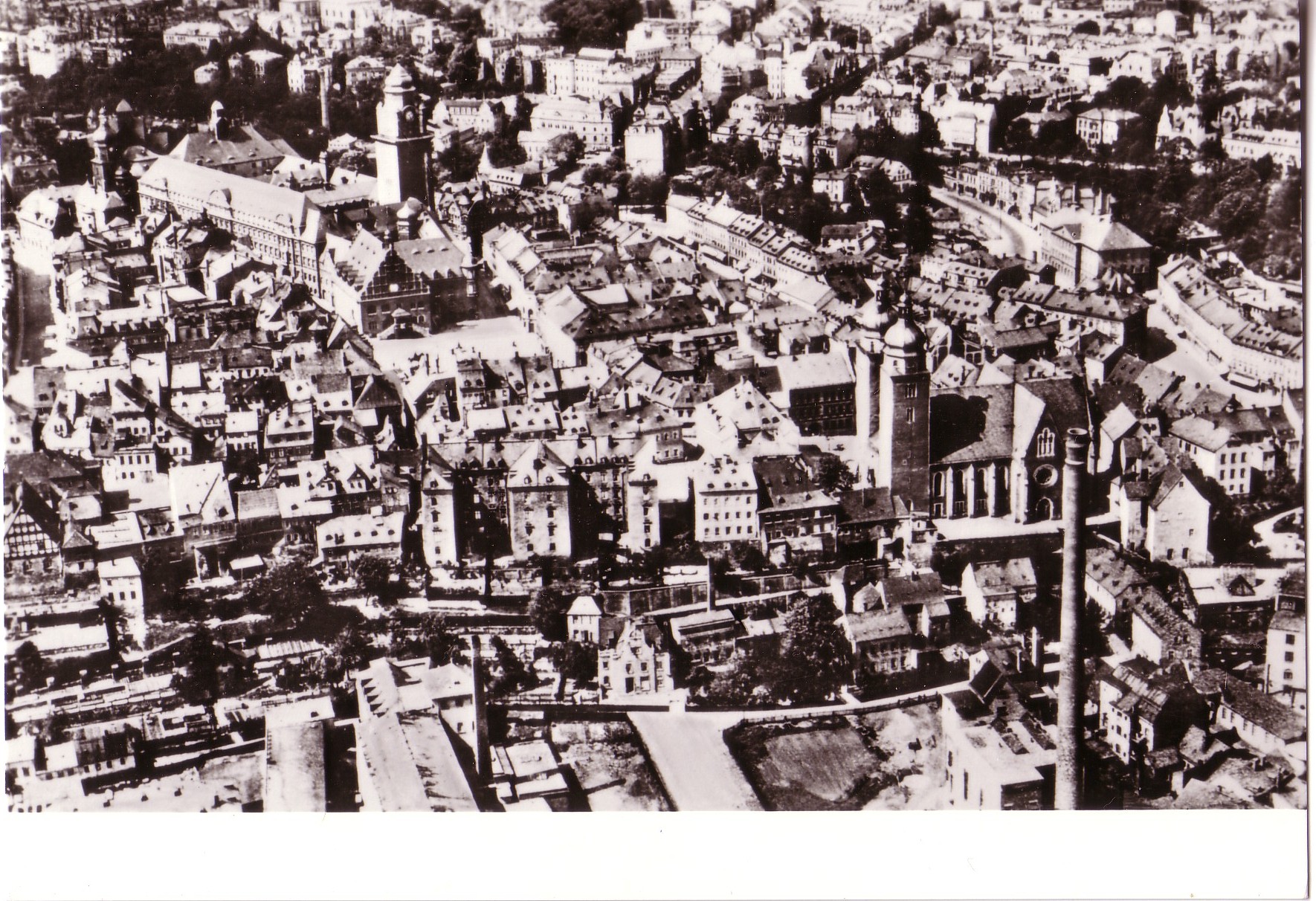 01 002 Plauen.Altstadt aus der Vogelschau vor der Zerstörung